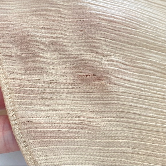 Sachin + & Babi Alli Puff Sleeve Champagne Gown Dress 4 V Neck Textured Satin - Picture 9 of 11